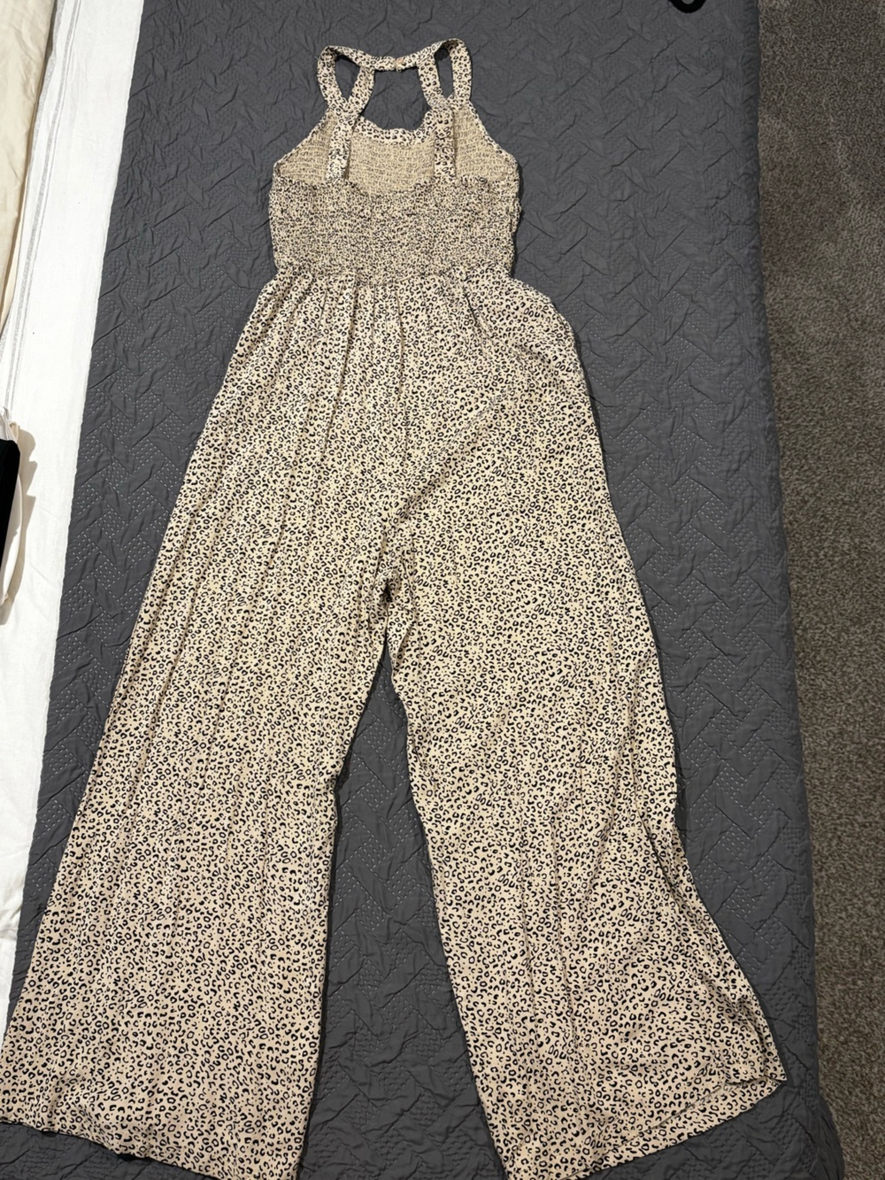 Jessica Simpson Beige and Black Leopard Print Jumpsuit